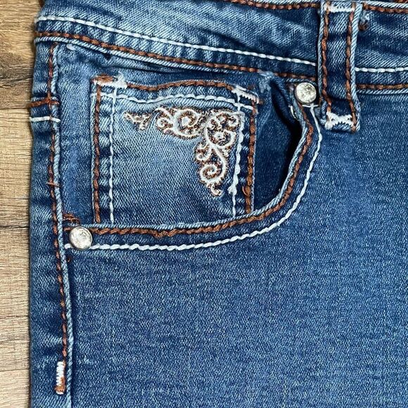 Cowgirl Hard Ware Embroidered & Studded Pockets Size 14 - Picture 9 of 16